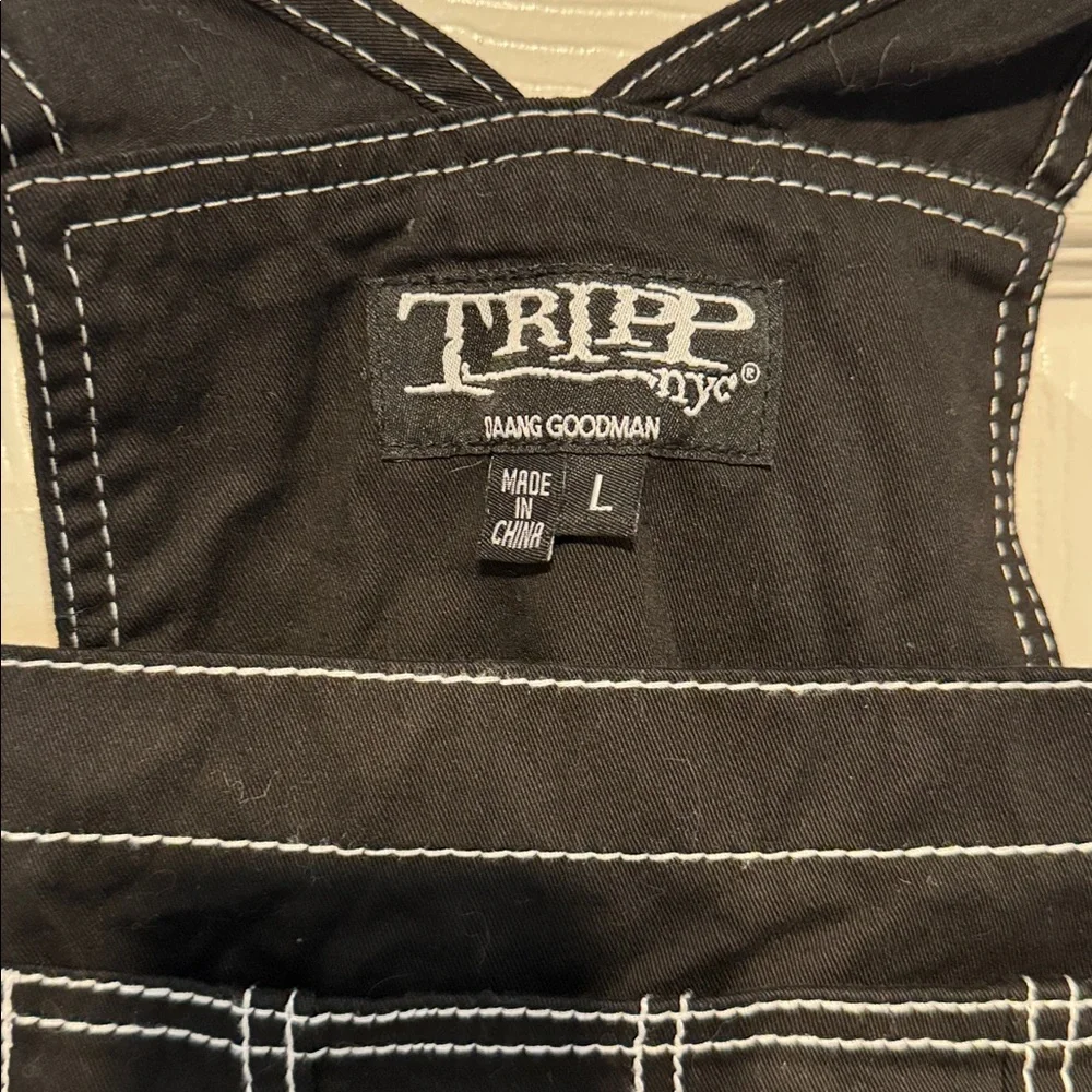 TRIPP NYC Darkstreet Studded Overalls Shorts Black Goth Punk size large - Picture 5 of 7